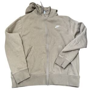 Nike Sportswear Club Men's Full Zip Hoodie Tan Size Medium
